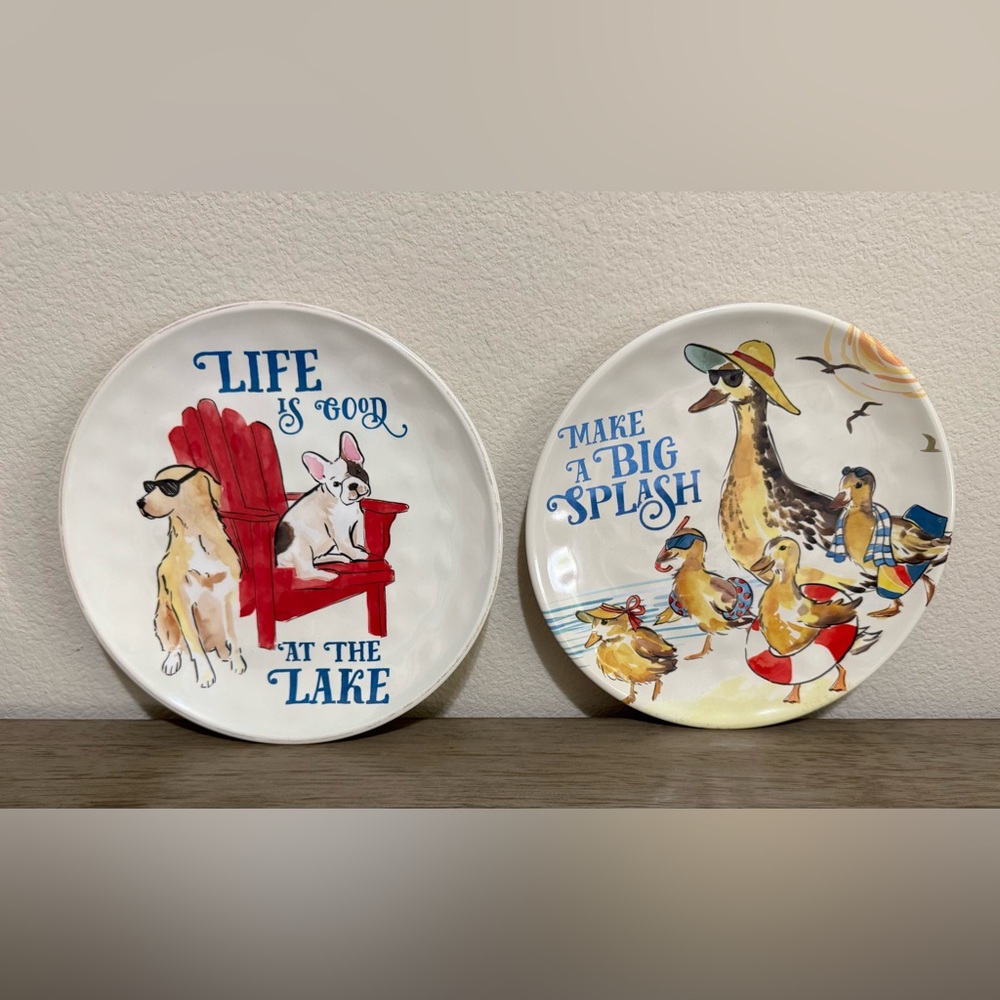 Set of Two Melamine Summer Theme Plates